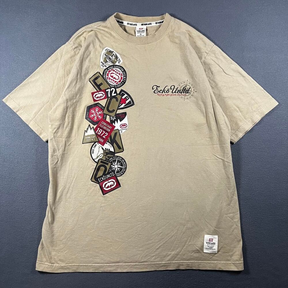 Ecko-unltd Men's Tan and Cream T-shirt